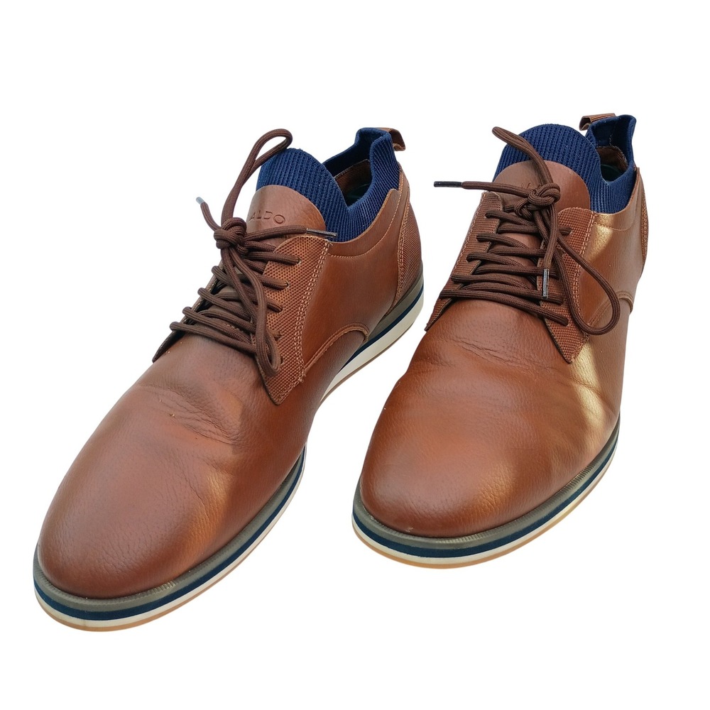 Aldo Colby Brown Leather Knit Sock Collar Hybrid Dress Shoes Sneakers‎ Mens10.5